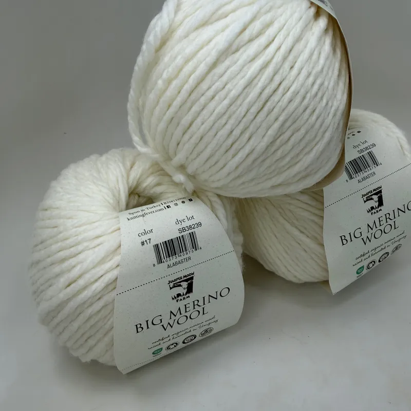 Juniper Moon Farm Big Merino Wool Yarn Alabaster #17 Lot of 3 Matched Dye Lot