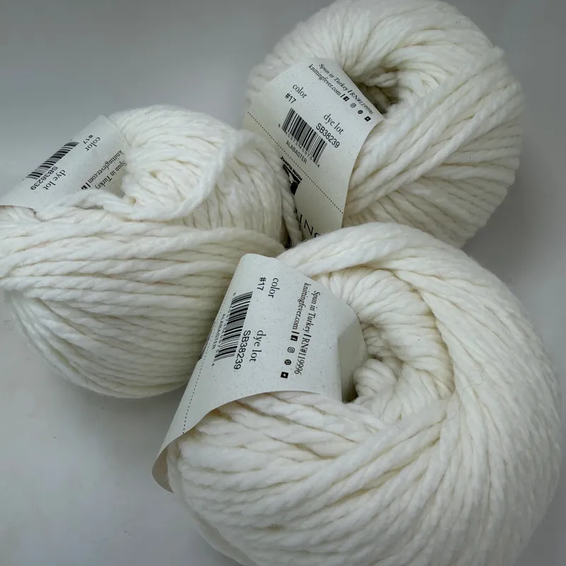Juniper Moon Farm Big Merino Wool Yarn Alabaster #17 Lot of 3 Matched Dye Lot