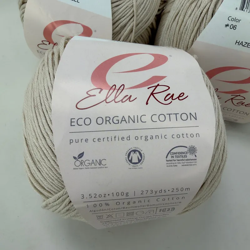 Lot of 3 Ella Rae Eco Organic Cotton Yarn Skeins #06 Hazel 100g 273 yds Each