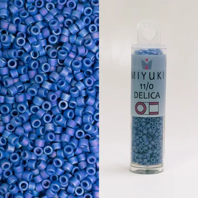 Miyuki Delica 11/0 Frost Opaque Glaze Rainbow Soft Blue DB2318 7.2g Tube