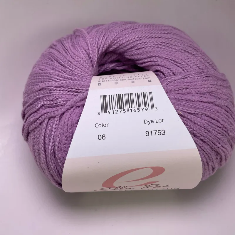 Ella Rae Velveteen Cotton Yarn Color 06 Lavender Purple 100g Skein Made in Italy
