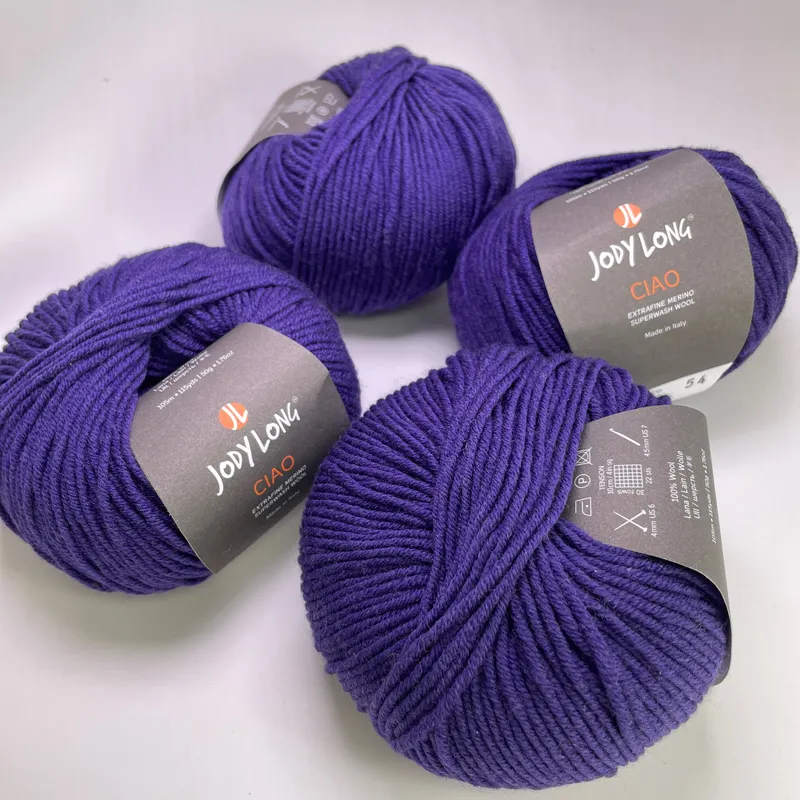 Jody Long Ciao Extrafine Merino Superwash Wool Yarn Lot of 4 - Color 023 Fig