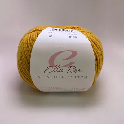 Ella Rae Velveteen Cotton Yarn Color 03 Mustard Yellow 100g Skein 229yds Italy