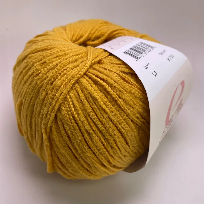 Ella Rae Velveteen Cotton Yarn Color 03 Mustard Yellow 100g Skein 229yds Italy