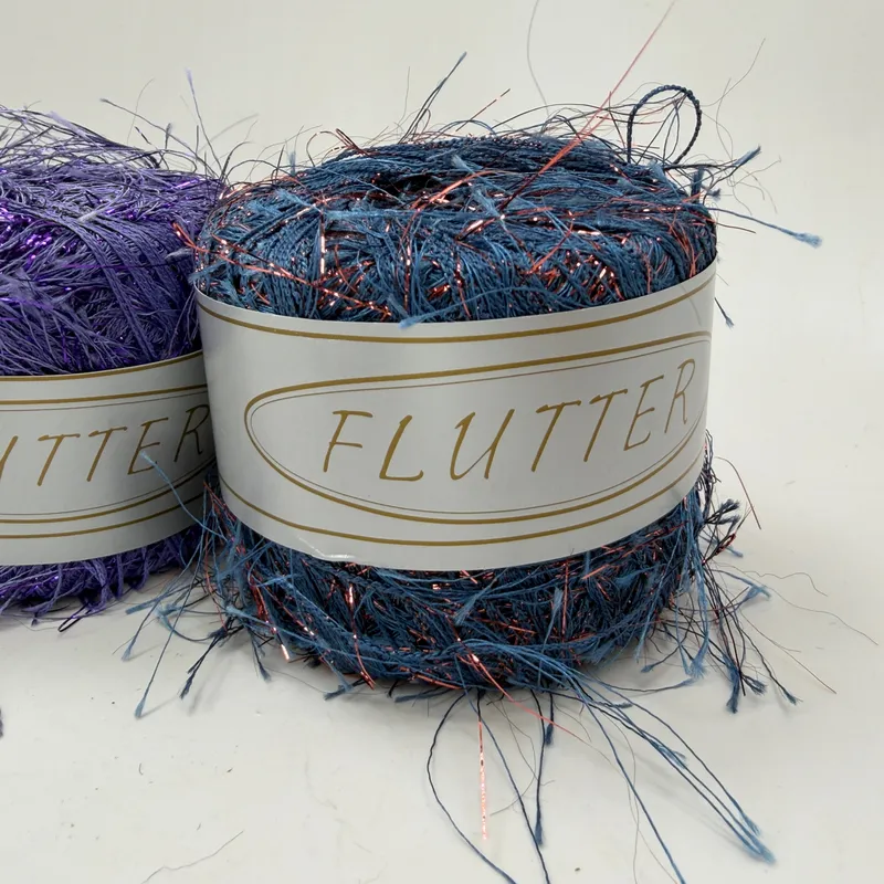 Lot of 3 Flutter Eyelash Novelty Yarn 20g 75yds 100% Polyester Assorted Colors