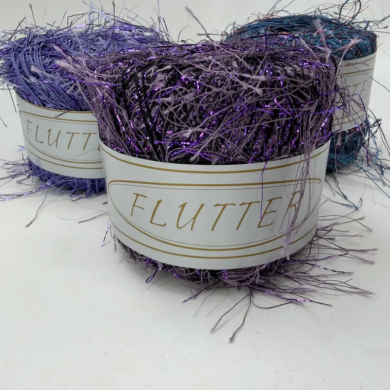Lot of 3 Flutter Eyelash Novelty Yarn 20g 75yds 100% Polyester Assorted Colors