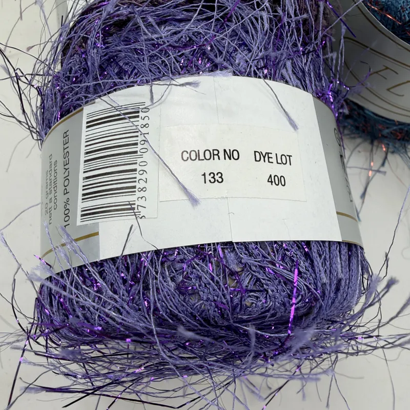 Lot of 3 Flutter Eyelash Novelty Yarn 20g 75yds 100% Polyester Assorted Colors
