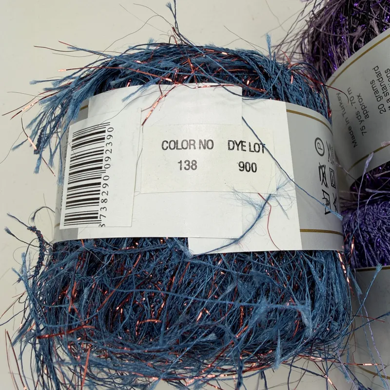 Lot of 3 Flutter Eyelash Novelty Yarn 20g 75yds 100% Polyester Assorted Colors