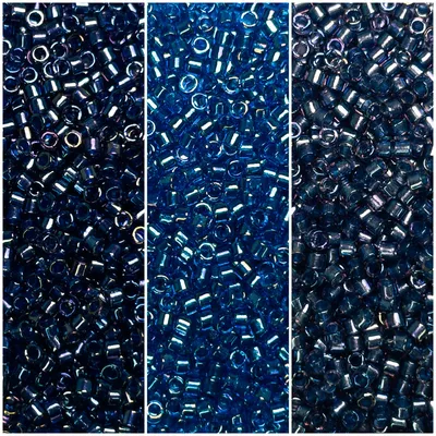 Miyuki Delica 11/0 Blue Inside Color Lined Collection DB2386, DB2385, DB2387