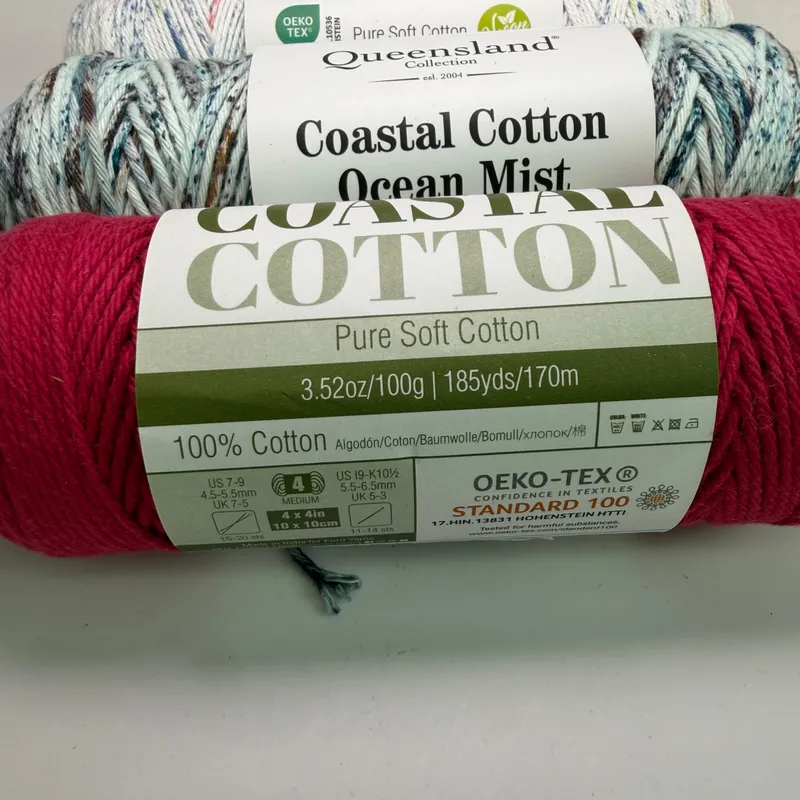 Queensland Collection Coastal Cotton Yarn Lot of 3 - Ocean Mist & Fine Mixed Lot