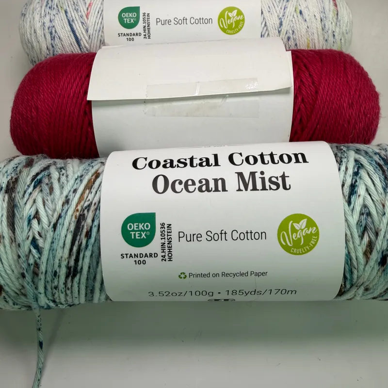 Queensland Collection Coastal Cotton Yarn Lot of 3 - Ocean Mist & Fine Mixed Lot
