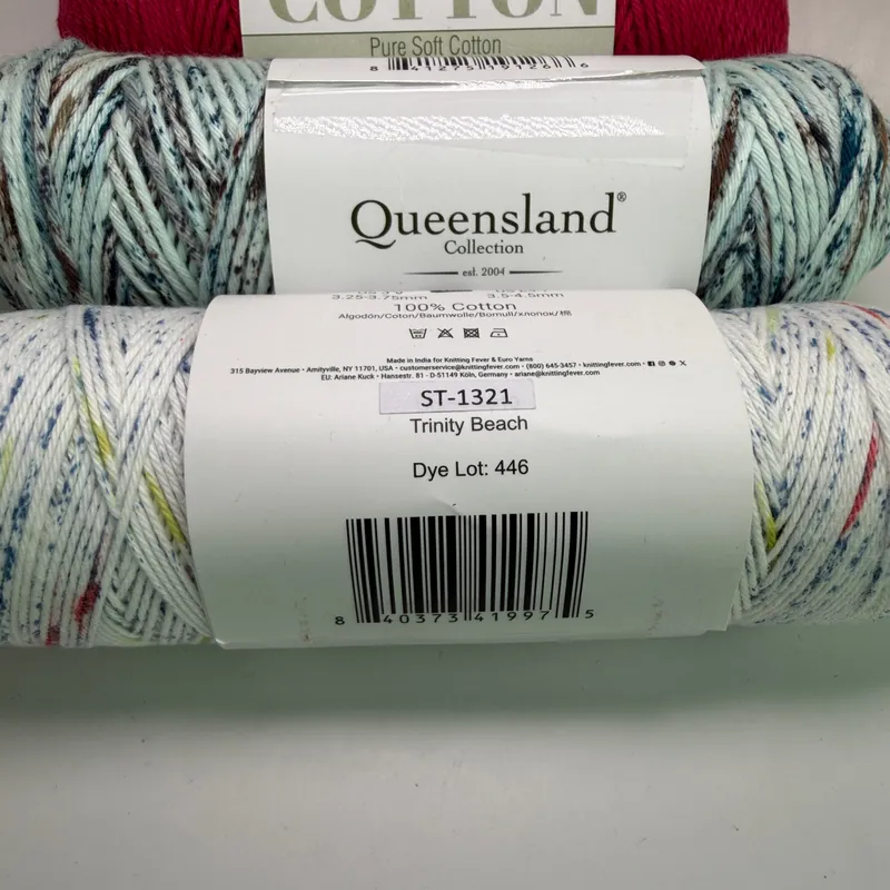 Queensland Collection Coastal Cotton Yarn Lot of 3 - Ocean Mist & Fine Mixed Lot