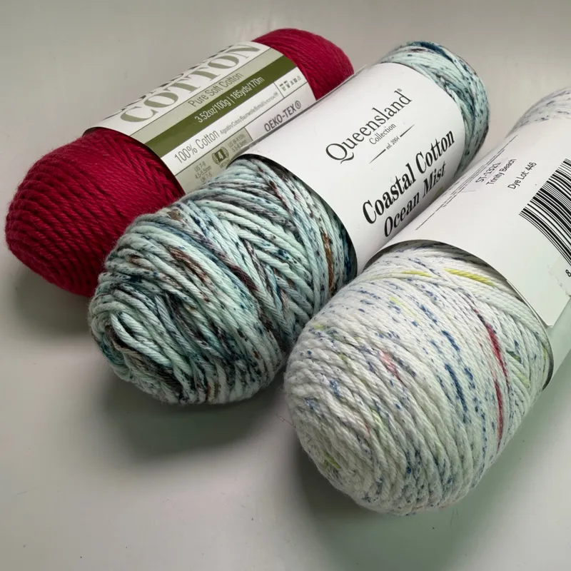 Queensland Collection Coastal Cotton Yarn Lot of 3 - Ocean Mist & Fine Mixed Lot