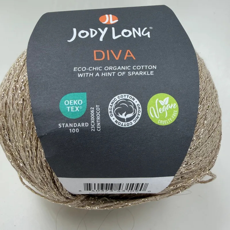 Jody Long Diva Organic Cotton Sparkle Yarn 100g 005 Sequin Gold