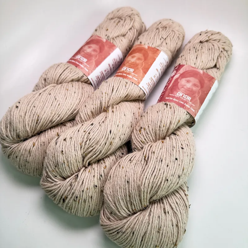 Mirasol Ch'ichi Yarn Lot of 3 Hanks Shade 02 Cattail Alpaca Linen Bamboo Tweed
