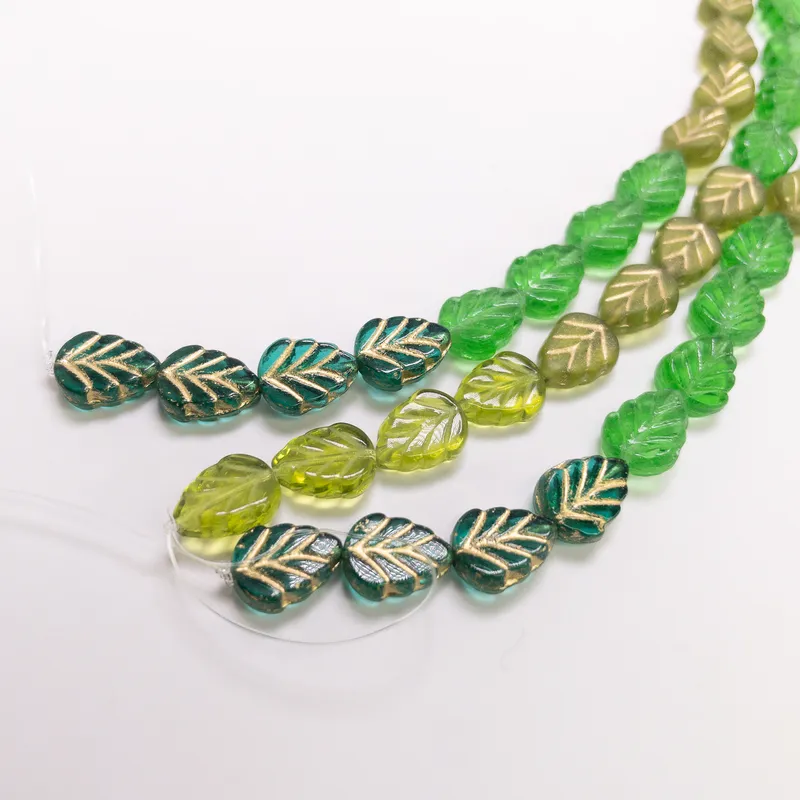 Czech Glass Table Cut Fire Polished Leaf Beads - 6 Inch Strand 8-10mm