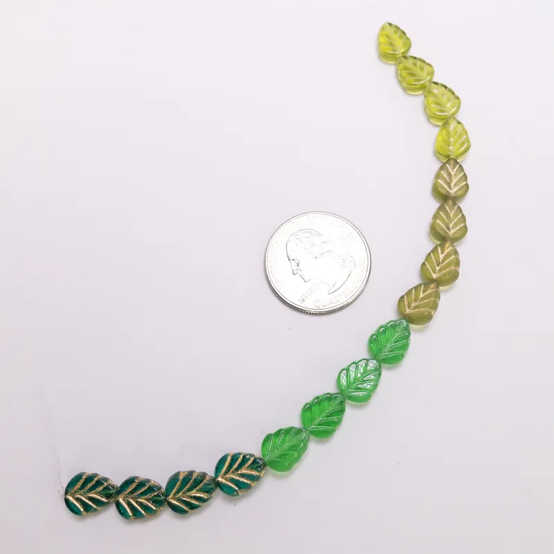 Czech Glass Table Cut Fire Polished Leaf Beads - 6 Inch Strand 8-10mm