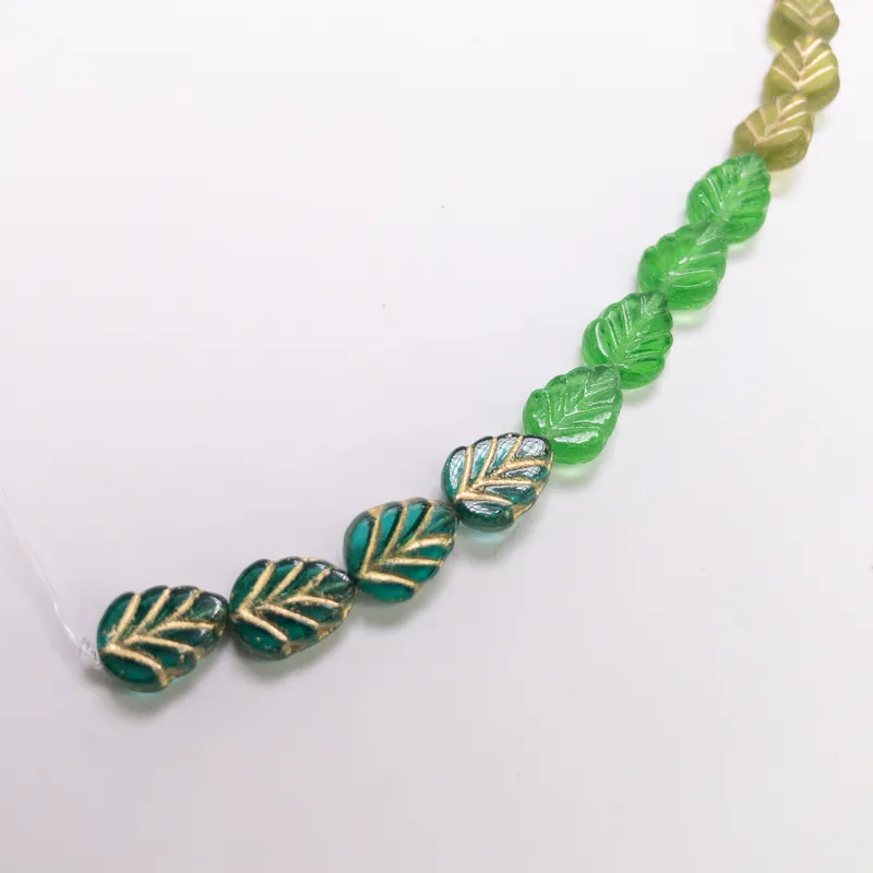 Czech Glass Table Cut Fire Polished Leaf Beads - 6 Inch Strand 8-10mm