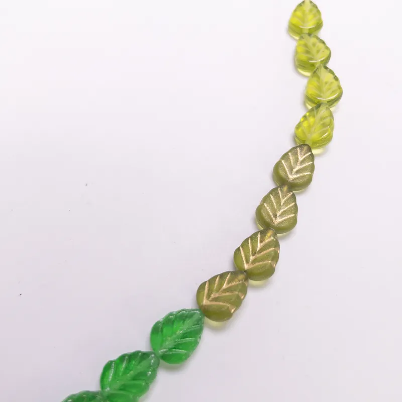 Czech Glass Table Cut Fire Polished Leaf Beads - 6 Inch Strand 8-10mm