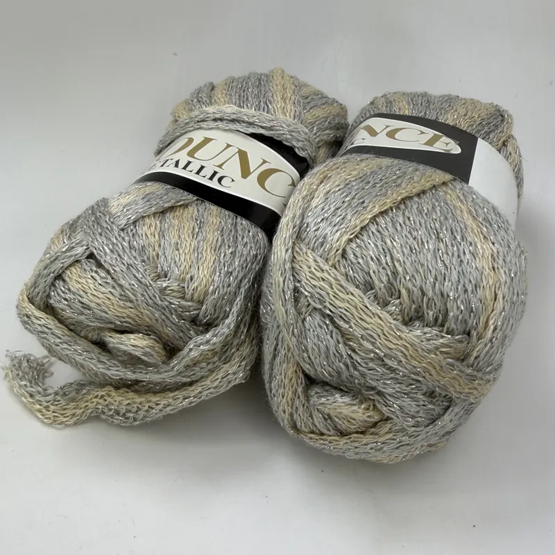 Flounce Metallic Yarn Lot of 2 Skeins Color 15 Dye 418 Mesh Ribbon Gold Sparkle