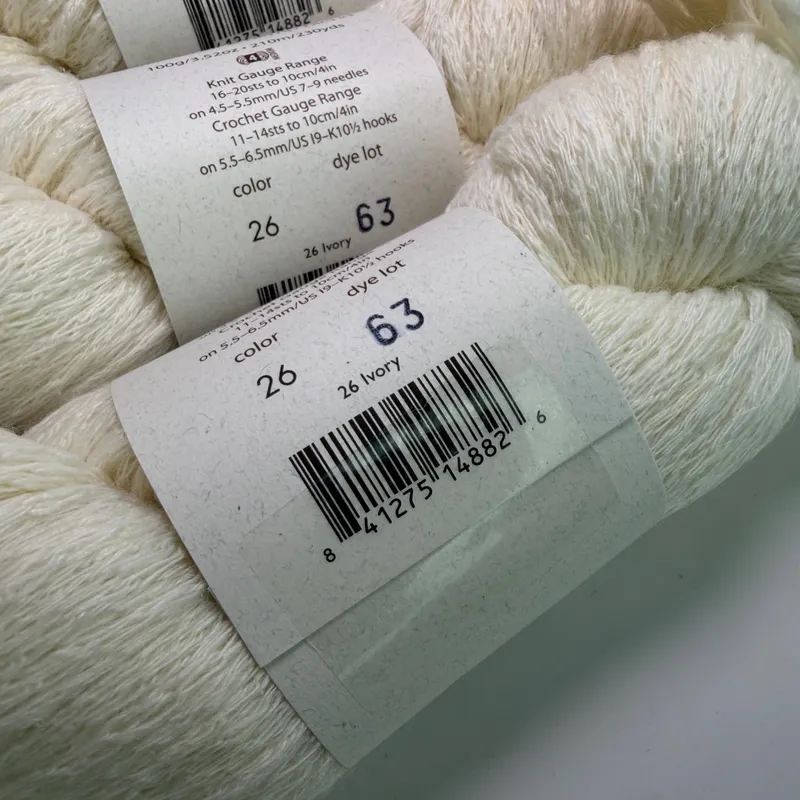 Lot of 3 Elsebeth Lavold Misty Wool Yarn Color 26 Ivory Dye Lot 63 300g Total