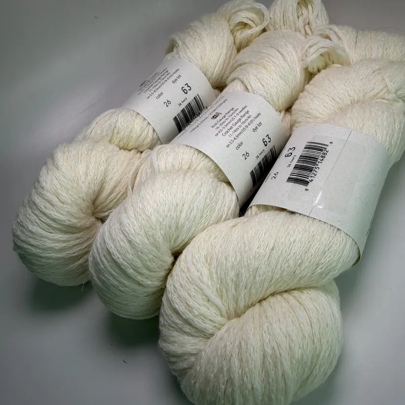 Lot of 3 Elsebeth Lavold Misty Wool Yarn Color 26 Ivory Dye Lot 63 300g Total
