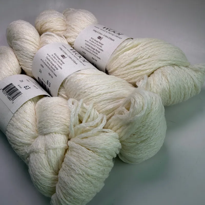 Lot of 3 Elsebeth Lavold Misty Wool Yarn Color 26 Ivory Dye Lot 63 300g Total