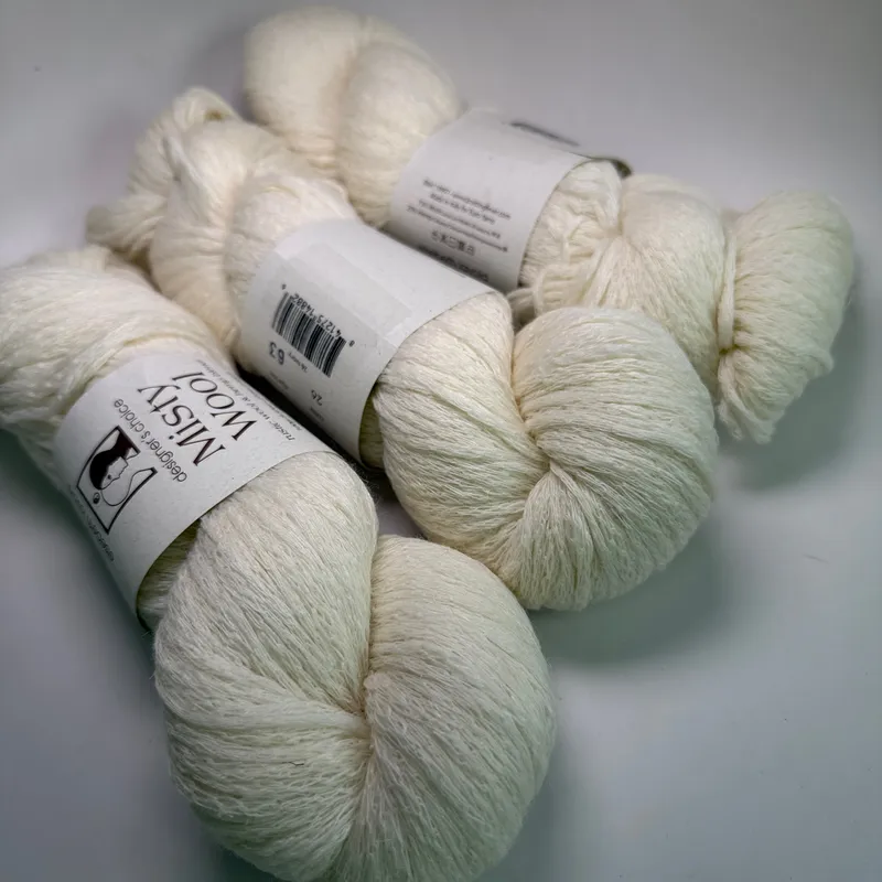 Lot of 3 Elsebeth Lavold Misty Wool Yarn Color 26 Ivory Dye Lot 63 300g Total