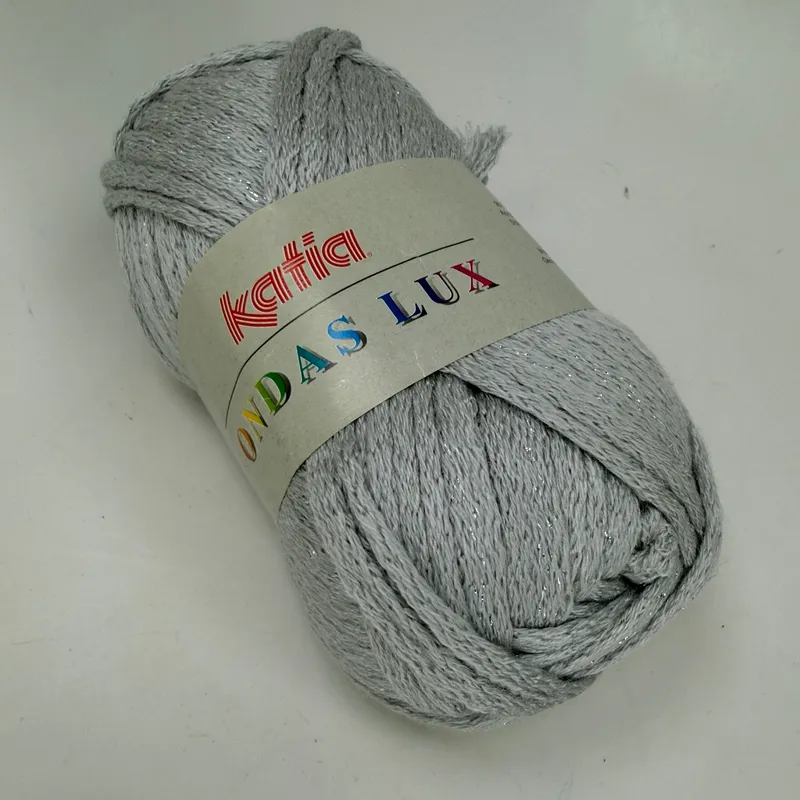 Katia Ondas Lux Metallic Ruffle Scarf Mesh Ribbon Yarn Silver Gray Color 300