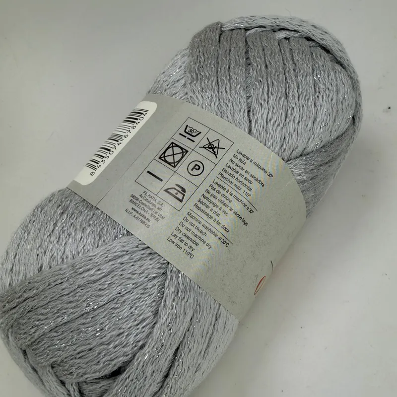 Katia Ondas Lux Metallic Ruffle Scarf Mesh Ribbon Yarn Silver Gray Color 300