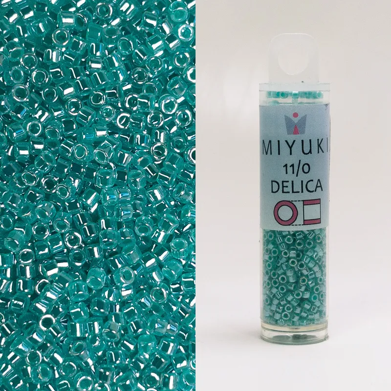 Miyuki Delica 11/0 Lined Crystal Green Aqua Luster DB238 7.2g Tube