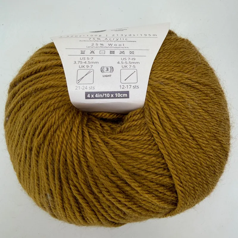 Ella Rae Cozy Soft Yarn Color 48 Golden Brown 100g Wool Blend DK Skein