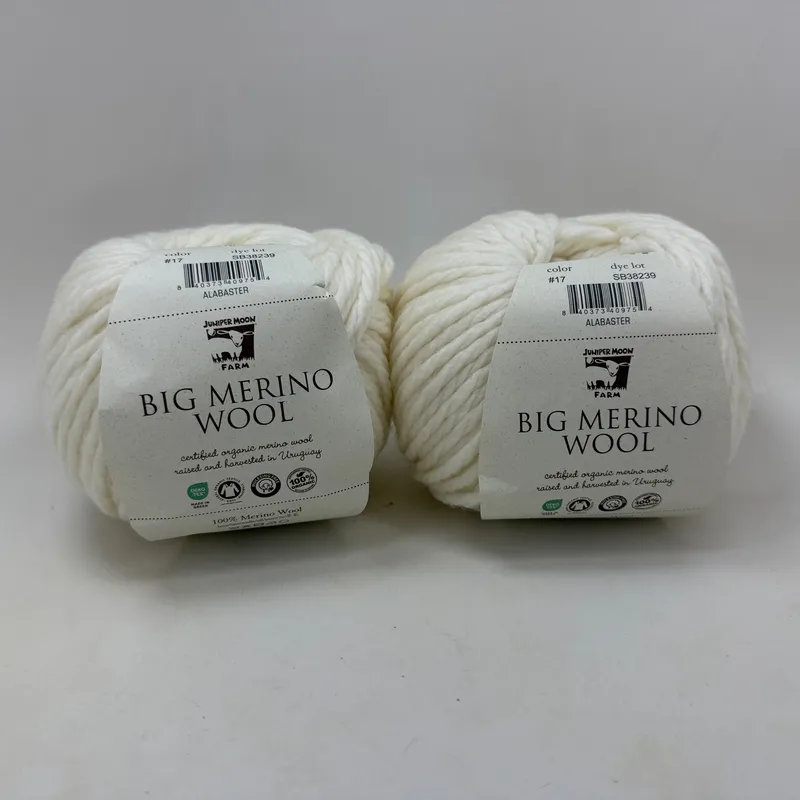 Juniper Moon Farm Big Merino Wool Yarn #17 Alabaster - Lot of 2 Skeins