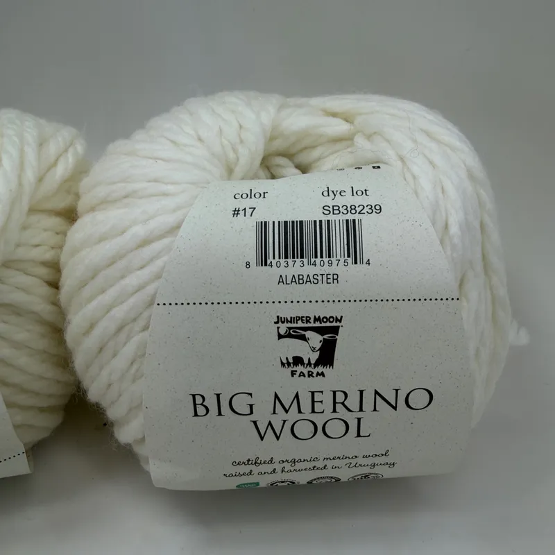 Juniper Moon Farm Big Merino Wool Yarn #17 Alabaster - Lot of 2 Skeins