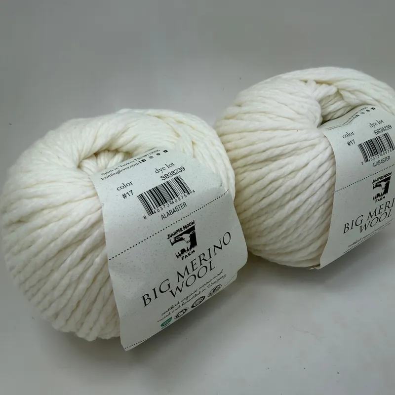 Juniper Moon Farm Big Merino Wool Yarn #17 Alabaster - Lot of 2 Skeins