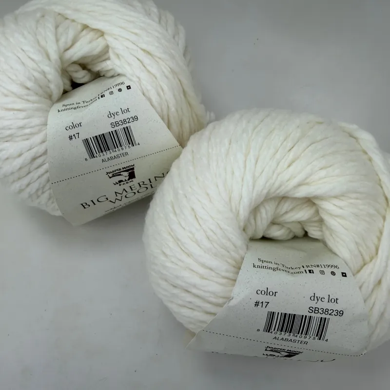 Juniper Moon Farm Big Merino Wool Yarn #17 Alabaster - Lot of 2 Skeins