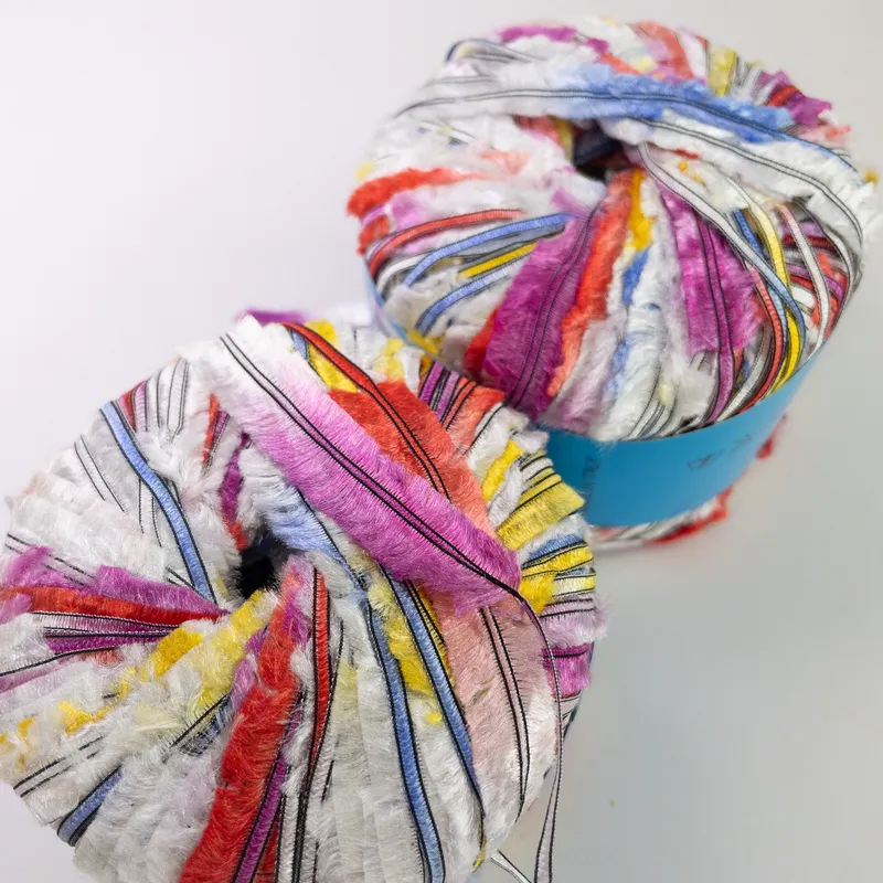 Xanadu Italian Ribbon Yarn Lot of 2 Color 201 Multi Matched Dye Lot 9834
