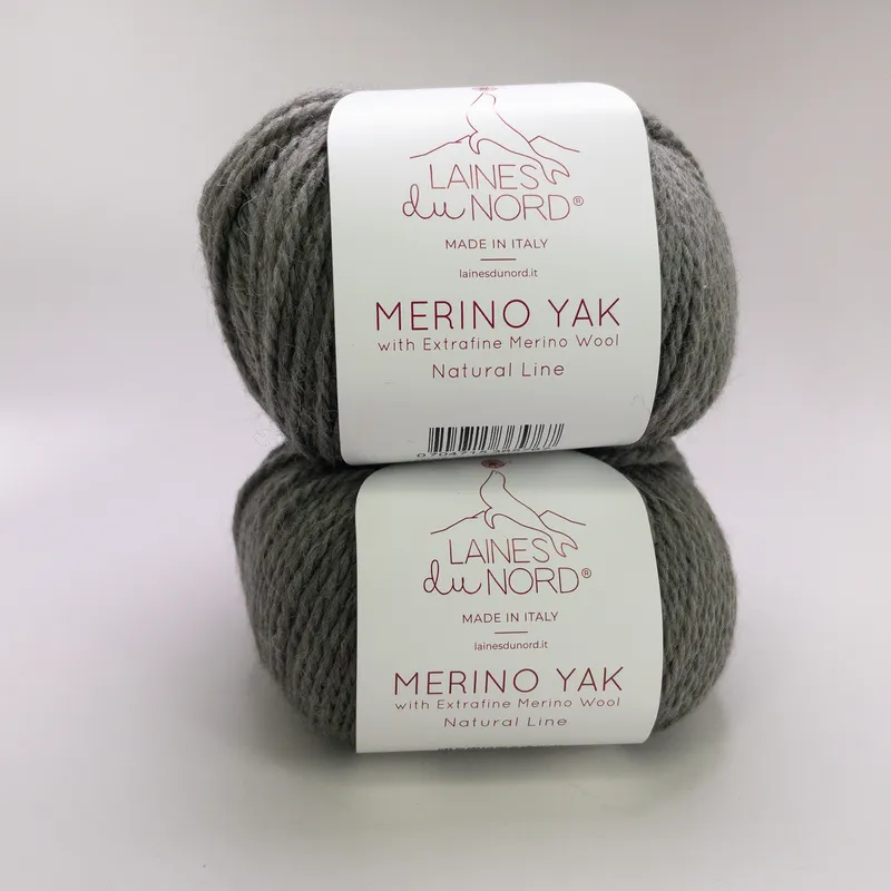 Laines du Nord Merino Yak Yarn - Lot of 2 Balls - Grey Color 10 - Matched Lot