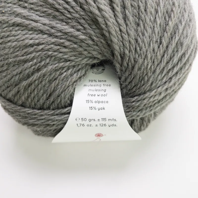 Laines du Nord Merino Yak Yarn - Lot of 2 Balls - Grey Color 10 - Matched Lot