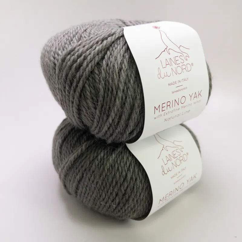 Laines du Nord Merino Yak Yarn - Lot of 2 Balls - Grey Color 10 - Matched Lot