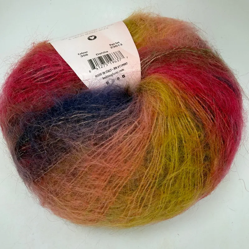 Louisa Harding Amitola Brush Yarn Color 356 Dahlia 100g Mohair Wool Blend 317yd