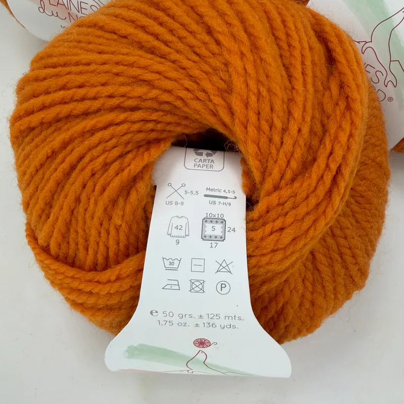 Laines du Nord Vasto Yarn Lot of 3 Skeins 100% Merino Wool Rust Color 24 150g