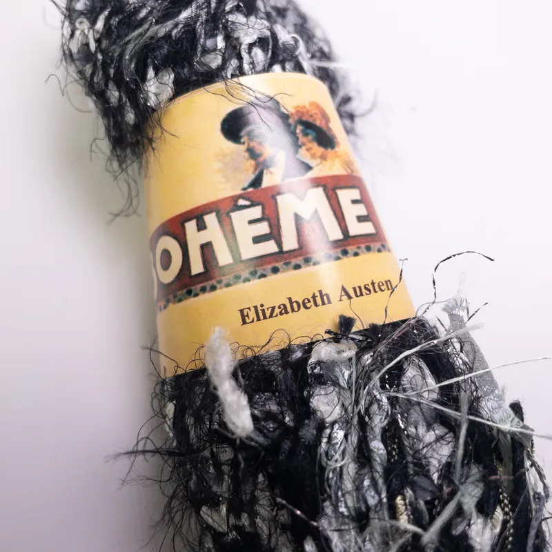 Novelty Yarn Lot of 2 Black Silver Eyelash Metallic Ladder La Boheme Fiofil