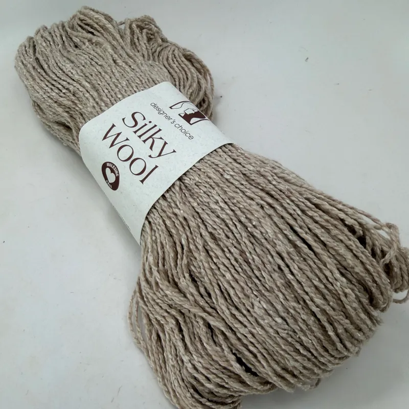 Elsebeth Lavold Silky Wool Yarn 50g 192yds Color 02 White Sand Wool Silk Blend