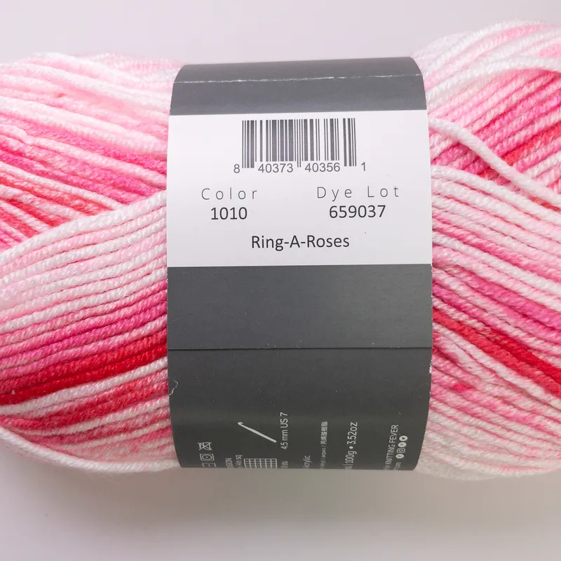 Jody Long Bubbakins Play Yarn Ring-A-Roses 1010 Pink White 100g Skein NEW