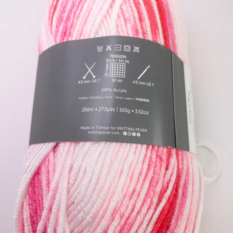 Jody Long Bubbakins Play Yarn Ring-A-Roses 1010 Pink White 100g Skein NEW