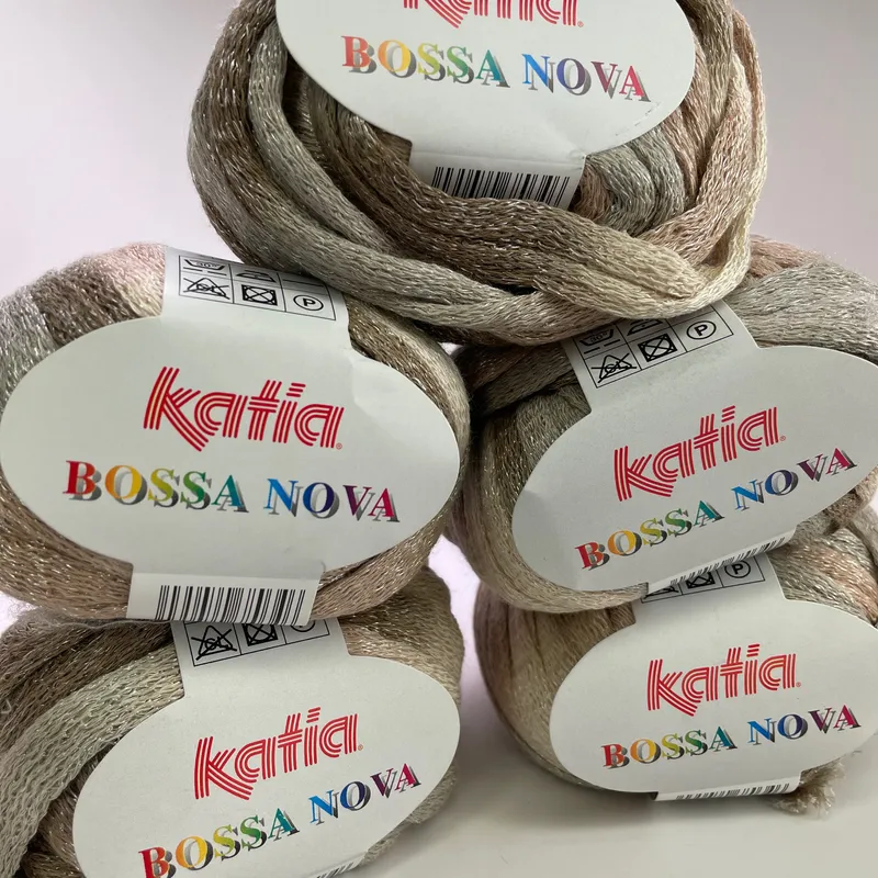 Katia Bossa Nova Ribbon Yarn Lot of 5 Color 73 Beige Ruffle Cotton Blend