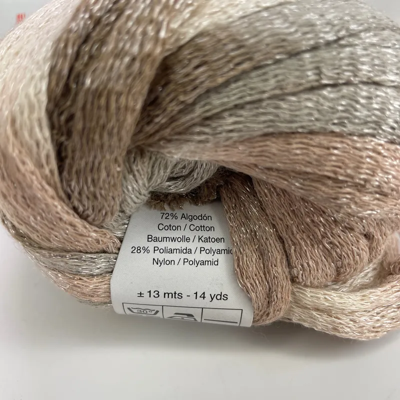 Katia Bossa Nova Ribbon Yarn Lot of 5 Color 73 Beige Ruffle Cotton Blend