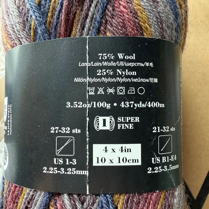 Ulusoy Tekstil Comfy Sock Yarn #07 Blue Teal Grey 100g 75% Wool 25% Nylon