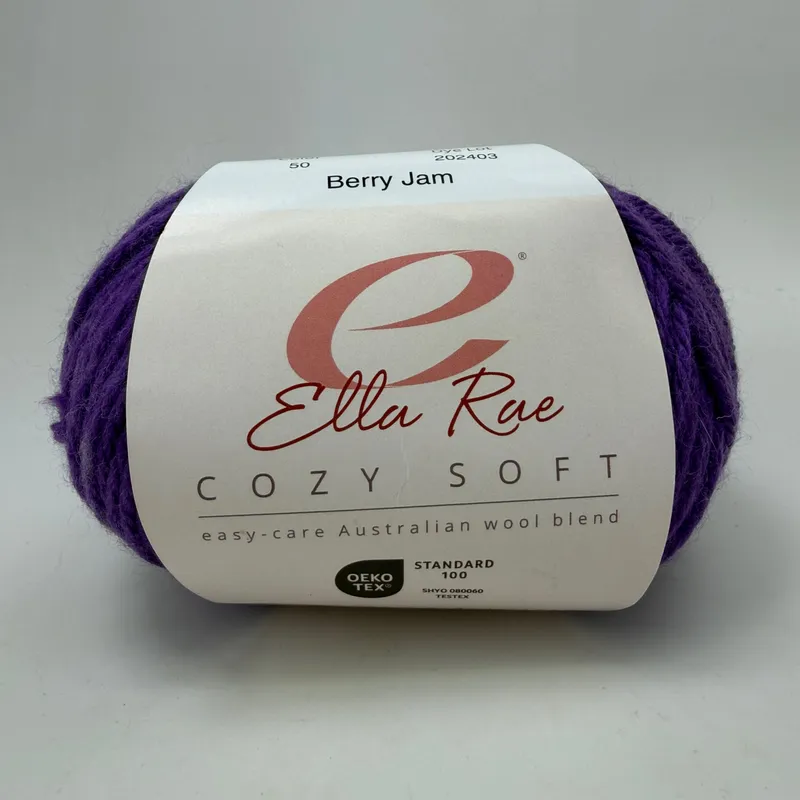 Ella Rae Cozy Soft Yarn Berry Jam Color 50 Wool Blend 100g Skein 213 yds